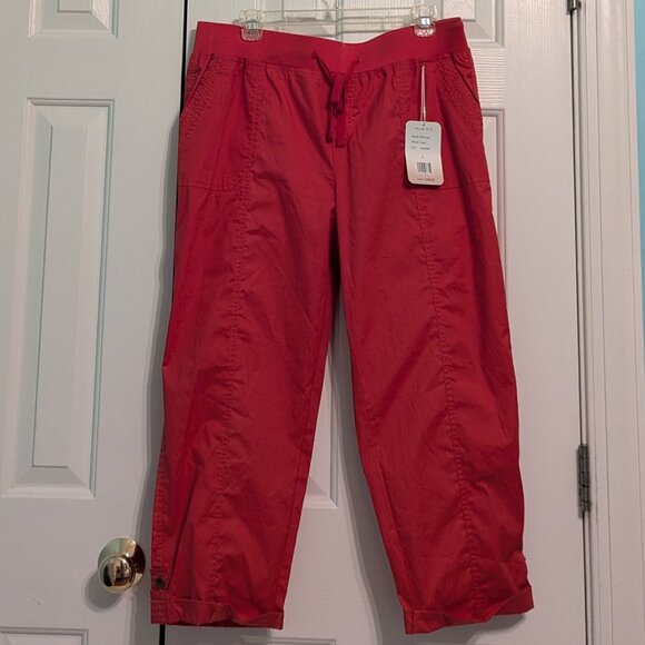 Palm Rio Crop Tie Front Pants Women's Size Large - Picture 1 of 5